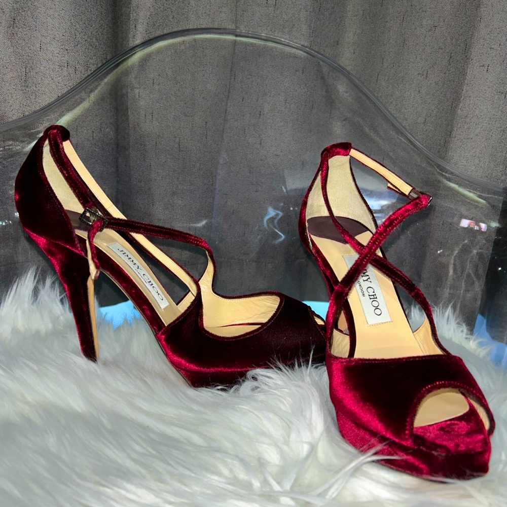 Jimmy Choo Red Velvet Heels